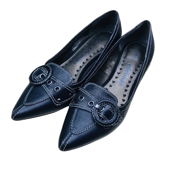 Libby Edelman Becca Point Toe Black Leather shoes 6M - Picture 3 of 7